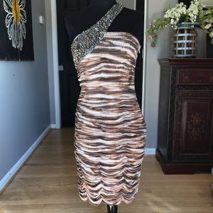 Jovani One Strap Leopard Ruched Jeweled Dress 8